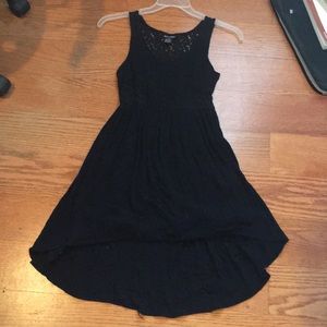 Black strapless dress with lace back